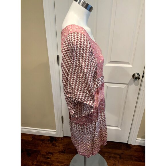 Prana Pink, Purple, & White Patterned Shift Dress W/ Short Sleeves, Size XS - Picture 2 of 6